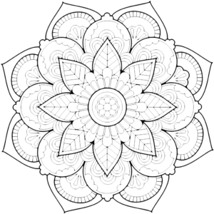 Mandala pobarvanka z motivom rože